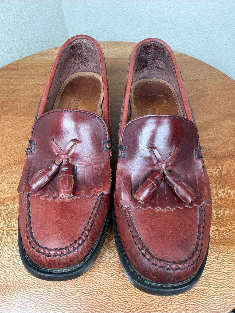 VTG Bass Weejuns Marietta II Burgundy Leather Kiltie Tassel Loafers Women 6.5 M